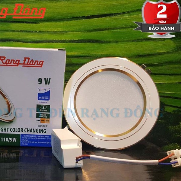 Đèn Led âm trần, đèn dowlight Rạng Đông D AT10L ĐM 110/9W đổi màu 3 chế độ độ bảo hành 2 năm