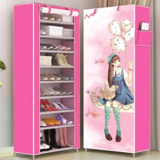 ( Giá sốc ) Tủ Vải Kệ Để Giầy Dép 3D 10 Tầng Khung Inox Kiểu Dáng Hiện Đại Sang Trọng - Dễ Nắp Đặt