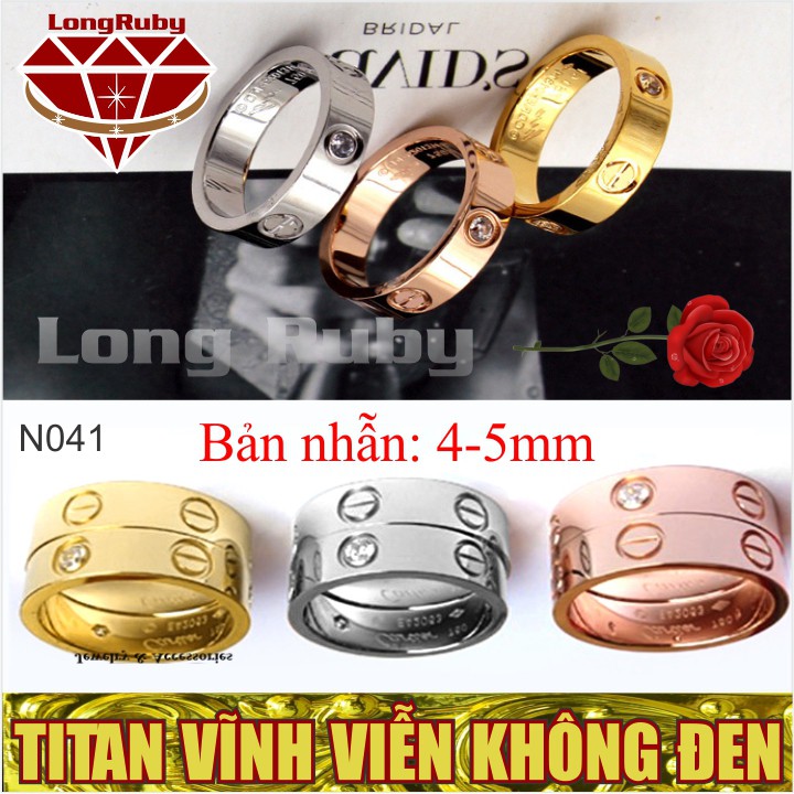 Nhẫn Nam Nữ Cartier Trắng, Vàng, Hồng | Nhẫn Catier Cặp Đôi Titan Đính Đá Lịch Lãm