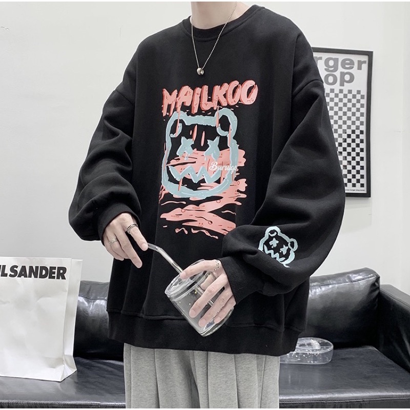 Áo hoodie nỉ cotton loại dày - áo sweater in hình hotrend -A8