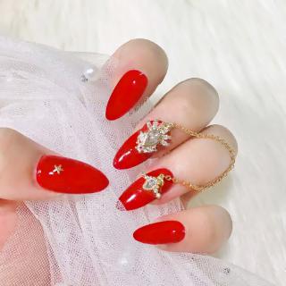 Set 24 Móng Tay Giả Đính Đá 3d Lấp Lánh