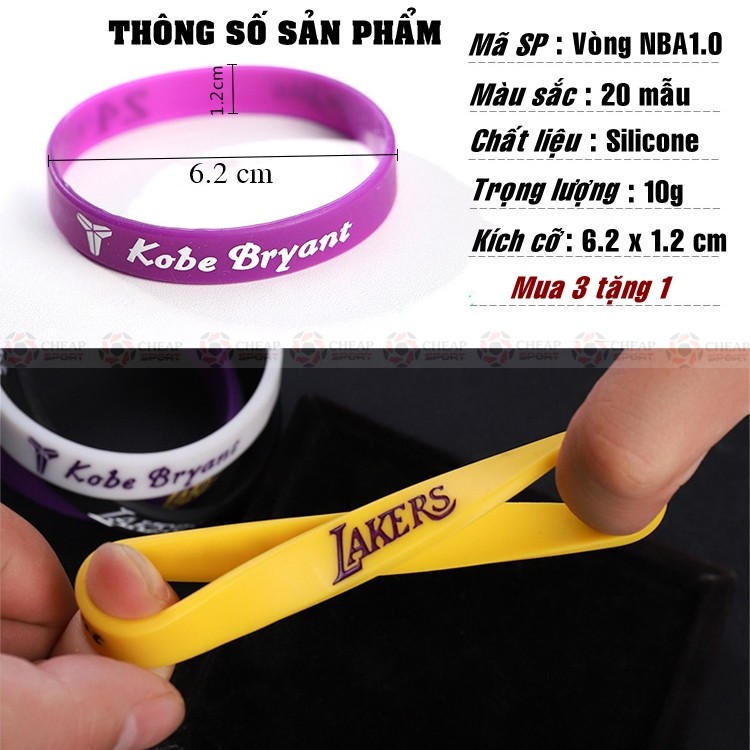 Vòng Tay Bóng Rổ NBA 1.0 Silicone Cao Cấp In Logo Các Ngôi Sao Bóng Rổ Kobe King James Curry Kyrie Giannis Durant Harden