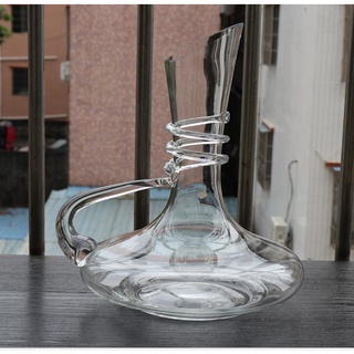 Bình thở vang - Decanter miệng vát có tay cầm cổ trắng dung tích 1700ml