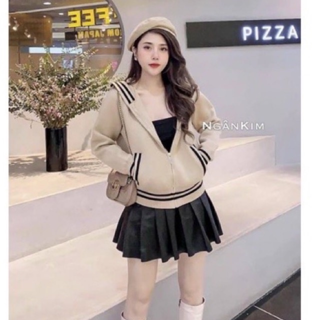 Áo khoác dạ ép mũ bo viền siêu đẹp lina pl