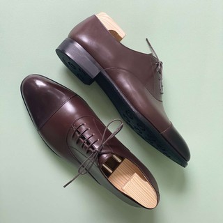 Giày Oxford Cap Toe - Phom D - Da bê Ý - Đế khâu Blake