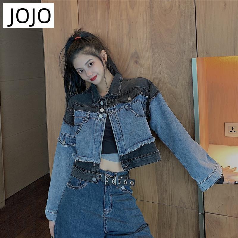 Áo Khoác Denim Ngắn Dáng Rộng Phong Cách Retro Hong Kong Thời Trang Xuân Thu Hàng Mới Dành Cho Bạn Nữ