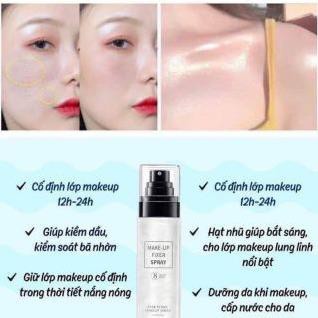 Xịt khóa nền giữ lớp trang điểm, Xịt nhũ khóa makeup chính hãng - tinh chất dưỡng da, cấp ẩm, làm trắng