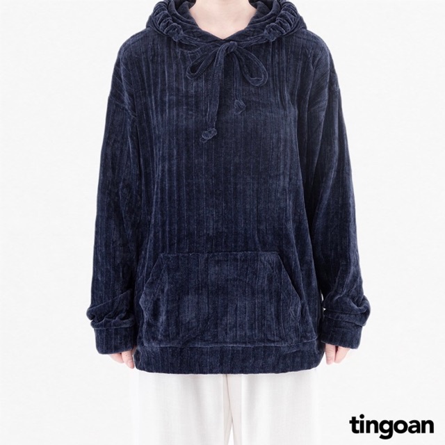 Áo hoodie len nhung tăm mũ sun navi tingoan SOFIA HODDIE/NV ( có túi bụng)