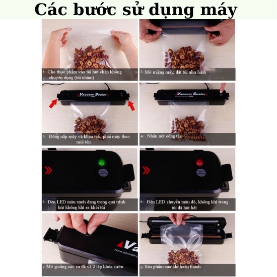 Máy hút chân không mini,máy hút chân không thực phẩm hàn miệng túi Vacuum Sealer (tặng 10 túi hút)