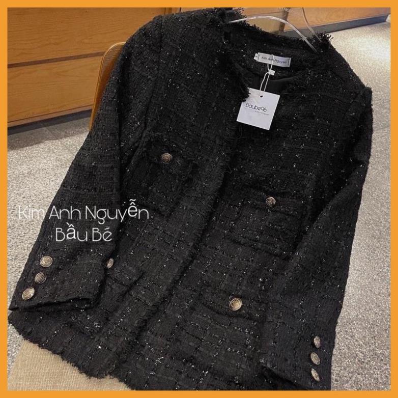 | Áo khoác dạ Tweed quang chau loại đẹp-mầu đen