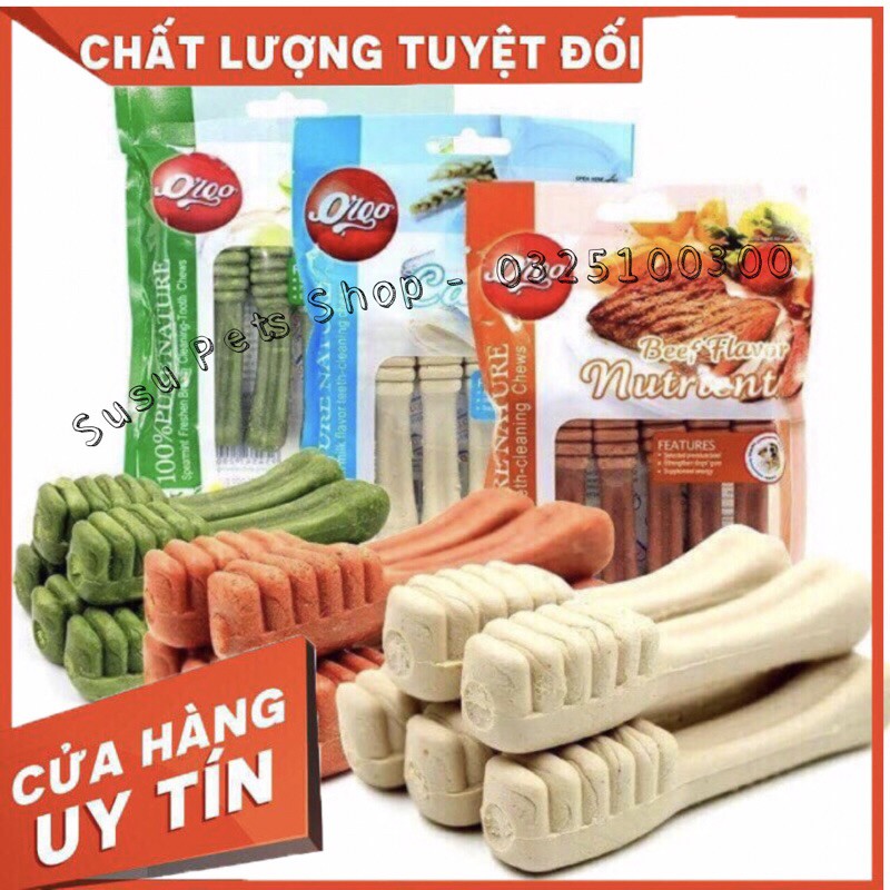 Xương gặm sạch răng cho chó Orgo 4 vị bò, sữa,phomai,bạc hà