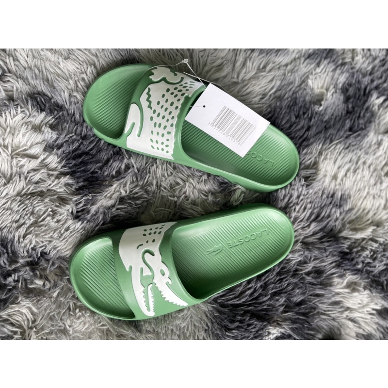 Dép quai ngang nam cao cấp, dép lacostee cá sấu hở mõm màu xanh cốm