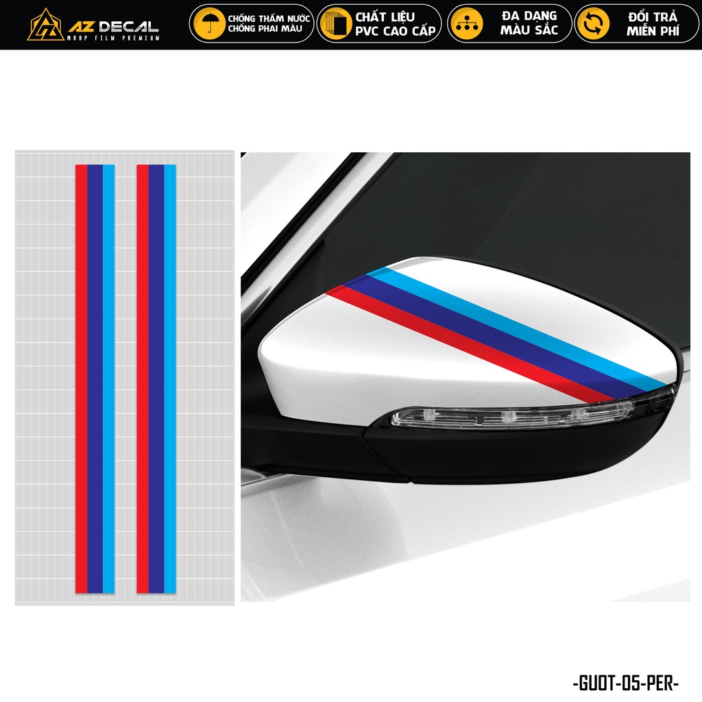 Decal Gương Xe Hơi Mẫu Cờ Đức Pháp Italy Performance | GUOT05 | Tem Dán Xe Ô Tô Gương Chiếu Hậu Oto Xe Tải...