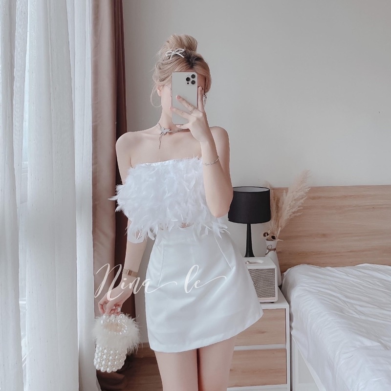 SET ÁO ỐNG LÔNG VŨ + CHÂN VÁY