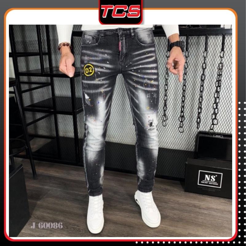 Quần jean nam không rách gối màu xanh chất bò cao cấp co dãn 4 chiều cực đẹp rin trơn from dáng skinny đẹp Tcs 21