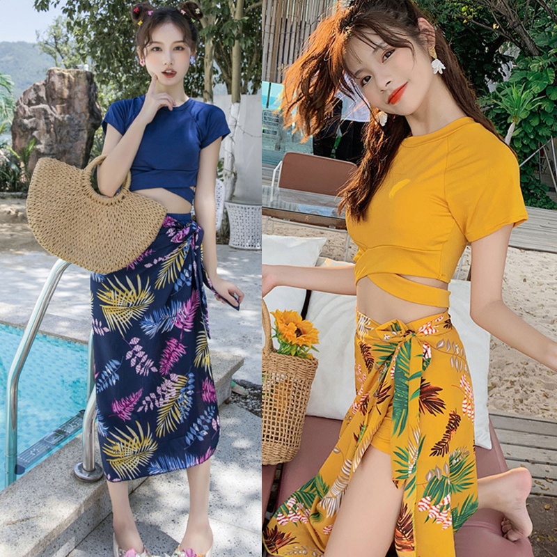 Bộ Bikini 3 Mảnh Cổ Tròn In Họa Tiết Thời Trang Cho Nữ