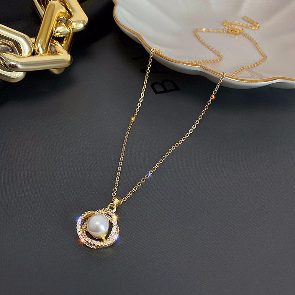 AROMA Bông Tai Dạng Mở Đính Ngọc Trai Đơn Giản Thời Trang Cổ Điển Cho Nữ