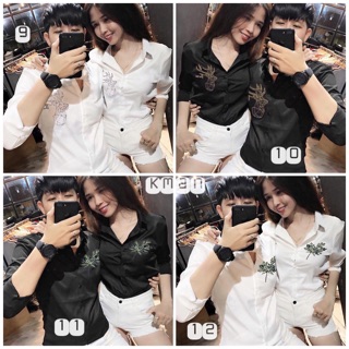 Siêu hot-Combo 2 áo sơ mi nam nữ chất vải lụa mềm mịn