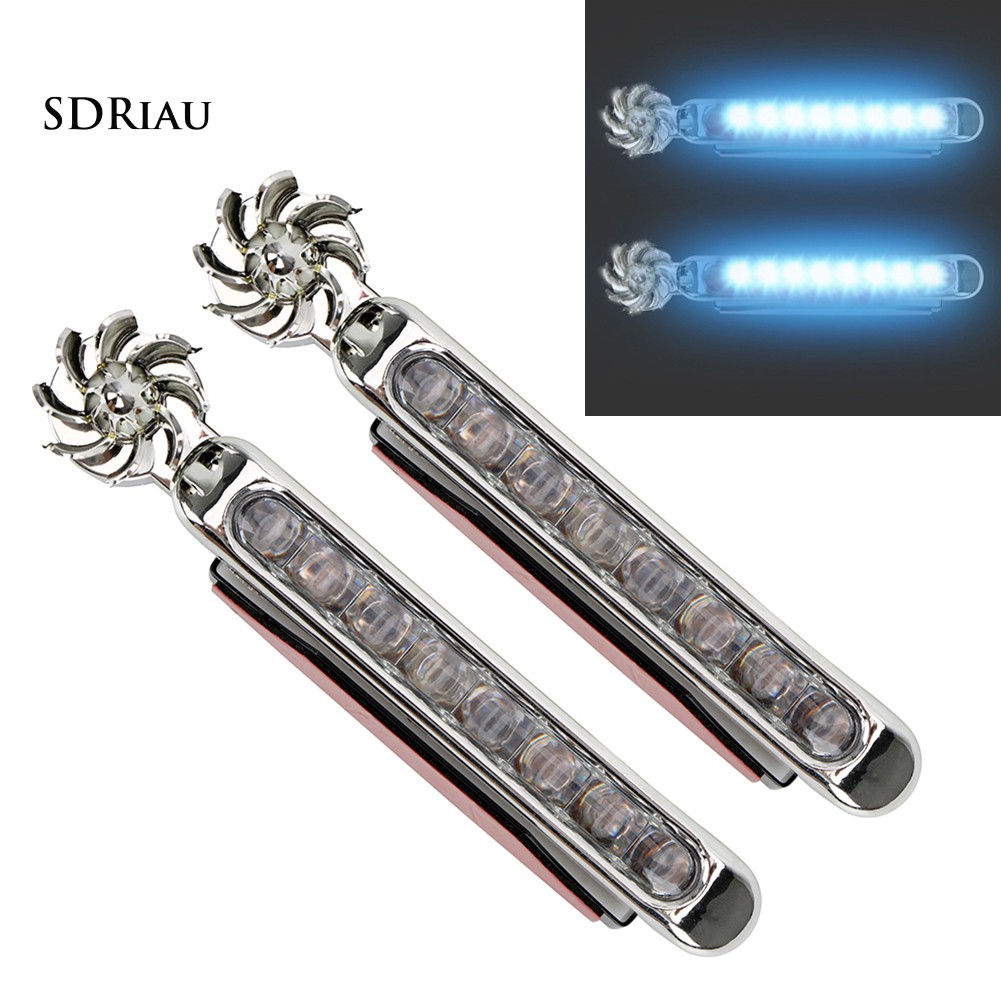 2Pcs Wind Energy Car Daytime Running Lights LED DRL Decor Lamp with Rotation Fan