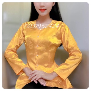 ÁO BÀ BA GẤM HỌA TIẾT LÁ