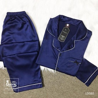 [siêu rẻ] Bộ pijama lụa trơn tay dài ( Hàng có size , Ảnh chụp thật)