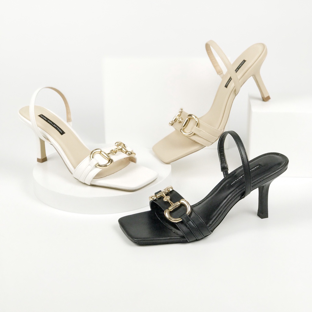 [Mã LTP50 giảm 50000 đơn 150000] Giày sandal cao gót 7p quai ngang HADU G777 khoá mạ vàng GC hàng vnxk