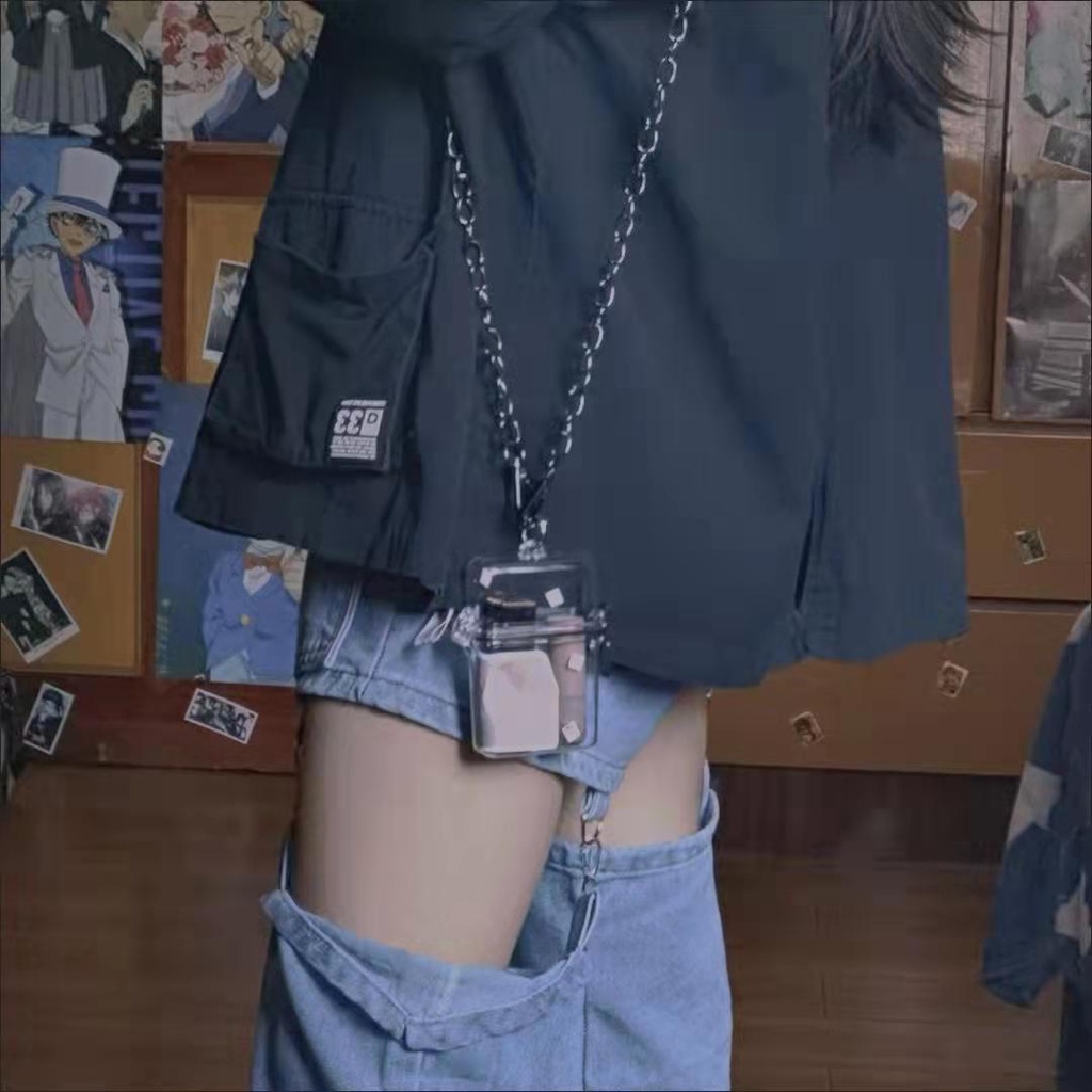 Plastic Transparent Bag Jewelry for Men and Women New Punk European and American Hip-hop Hard Shell Waterproof Earphone Jewelry Storage Bag DIY Personalized Fashion Messenger Bag