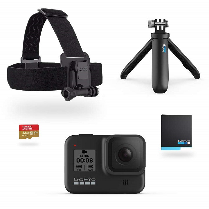 Bộ máy quay kèm phụ kiện GOPRO HERO8 Black Holiday Promo Bundle 2019, ROW-CHDRB-801 | BigBuy360 - bigbuy360.vn
