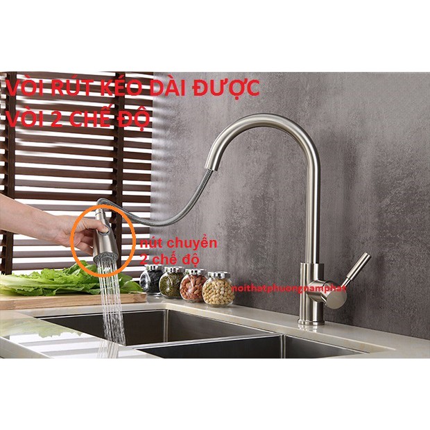 Vòi Rửa Chén Bát Nóng Lạnh VÒI RÚT INOX 304 THUẬN TIỆN RỬA ĐƯỢC MỌI VỊ TRÍ TRONG CHẬU DÂY KÉO DÀI ĐƯỢC RỬA ĐƯỢC BÀN BẾP