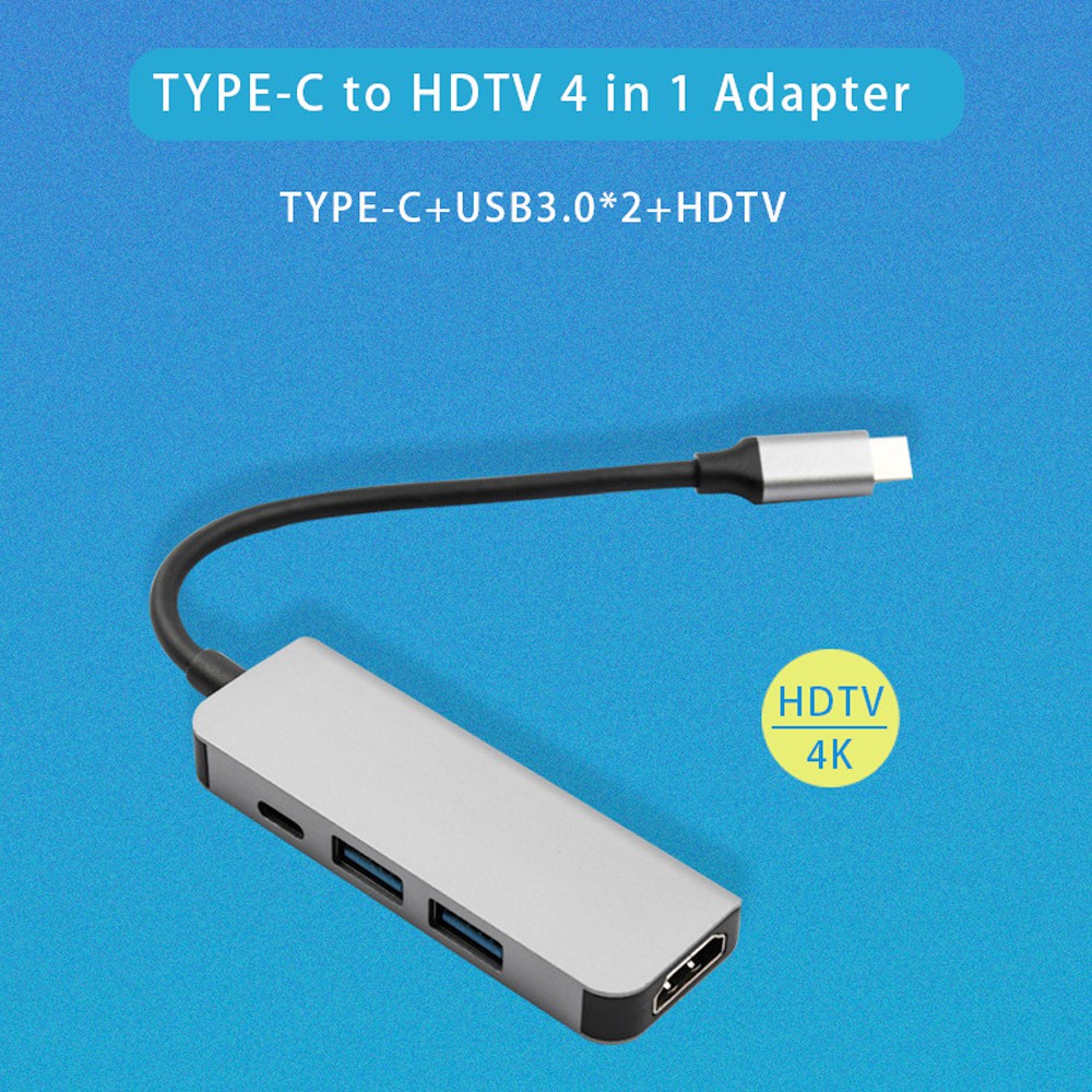 Bộ Chuyển Đổi Type-C 3.1 Sang Hd 4k Hdmi + Usb3.0X2 + Pd Hub Usb-C Cho Macbook Series