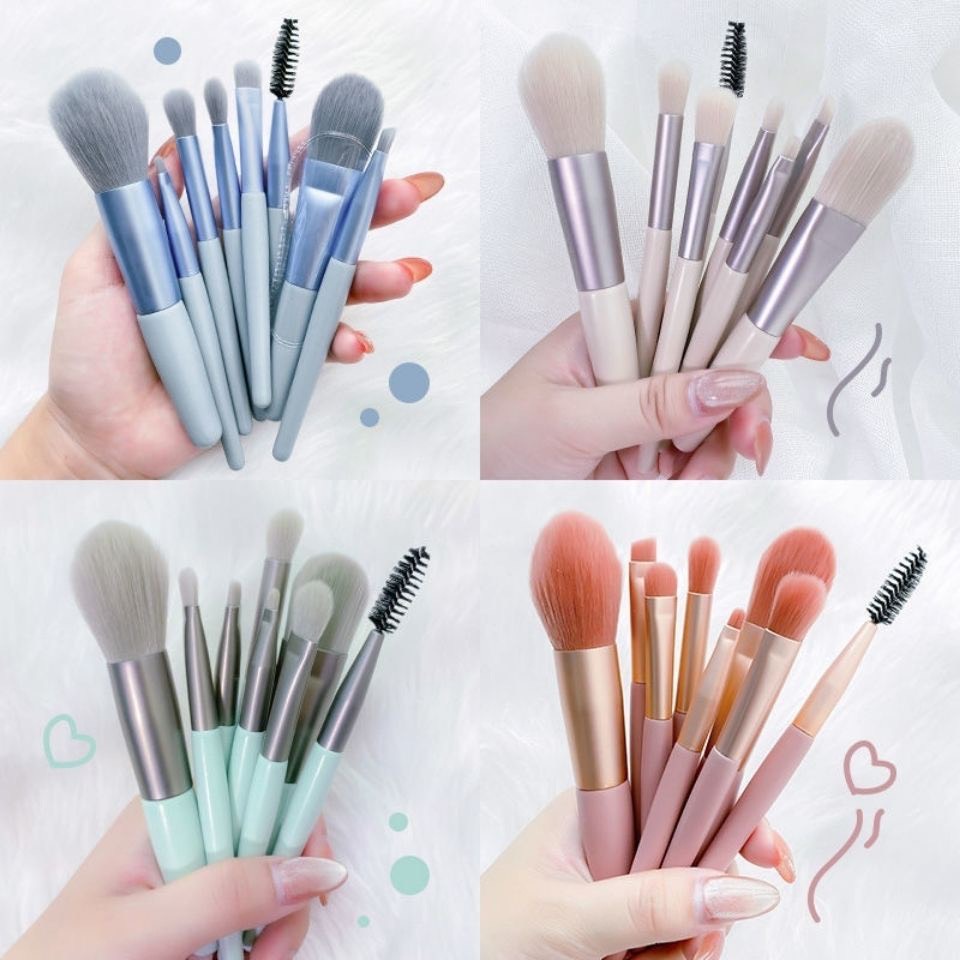 Bộ cọ trang điểm make up cá nhân 8 món thiết kế nhỏ gọn tiện ích đầy đủ công dụng cho make up hằng ngày