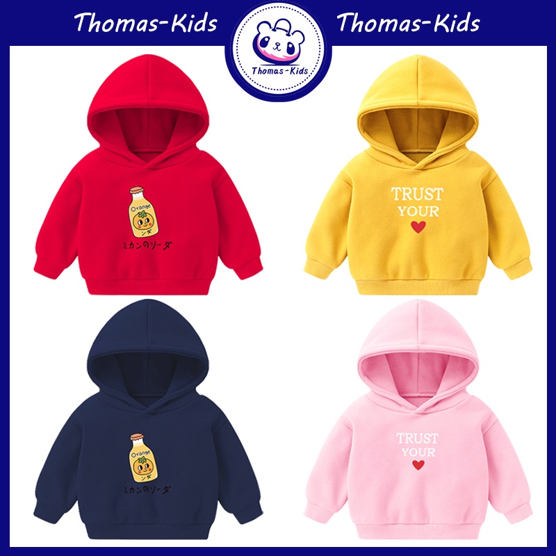 [THOMAS KIDS] Áo Khoác Hoodie Chui Đầu Mềm Mại In Hình Khủng Long Dễ Thương Cho Bé Trai / Gái 2-6 Tuổi