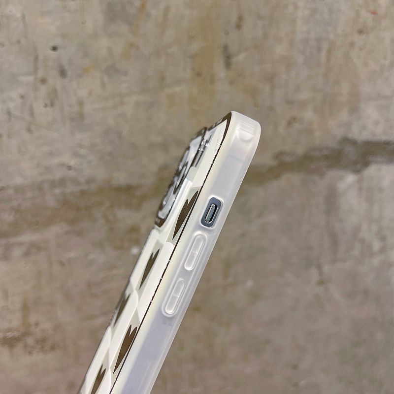 Ốp điện thoại họa tiết caro trái tim thích hợp cho iPhone 13/ 13Promax 12/11 xs / xr