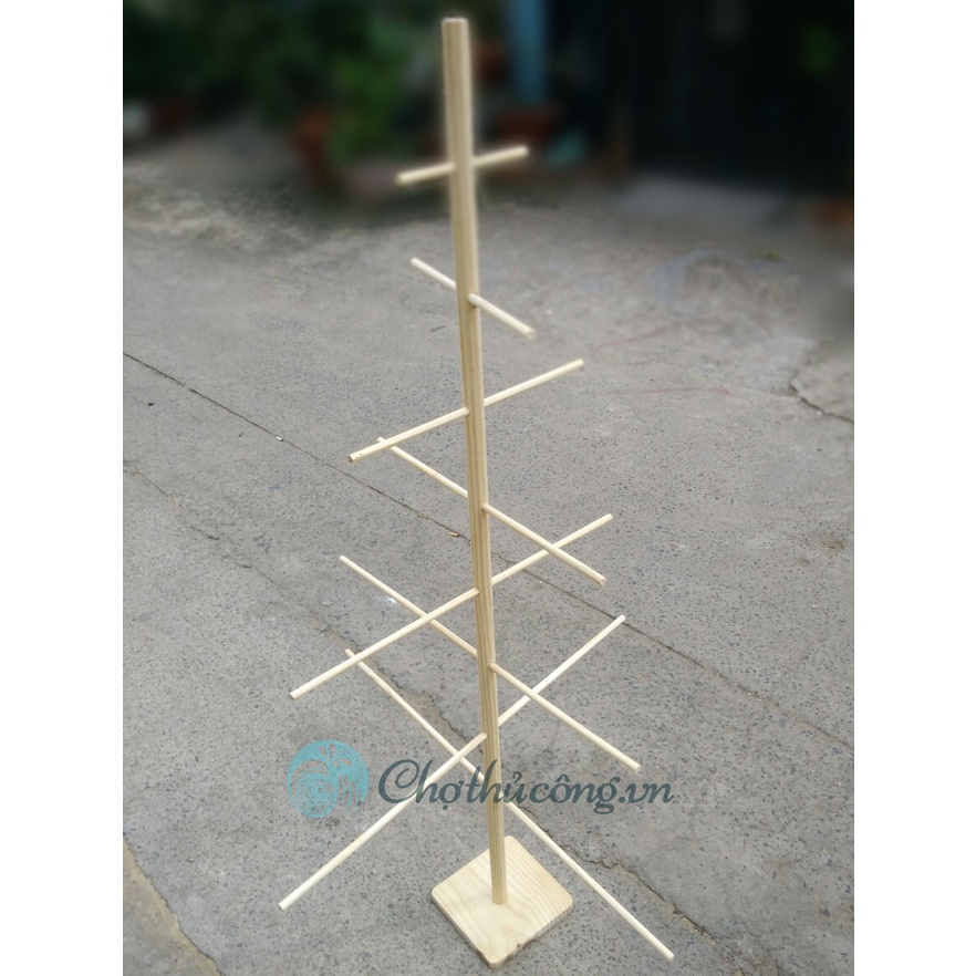 Cây thông noel từ gỗ thông tự nhiên lắp ráp gọn nhẹ dùng trang trí decor vintage handmade