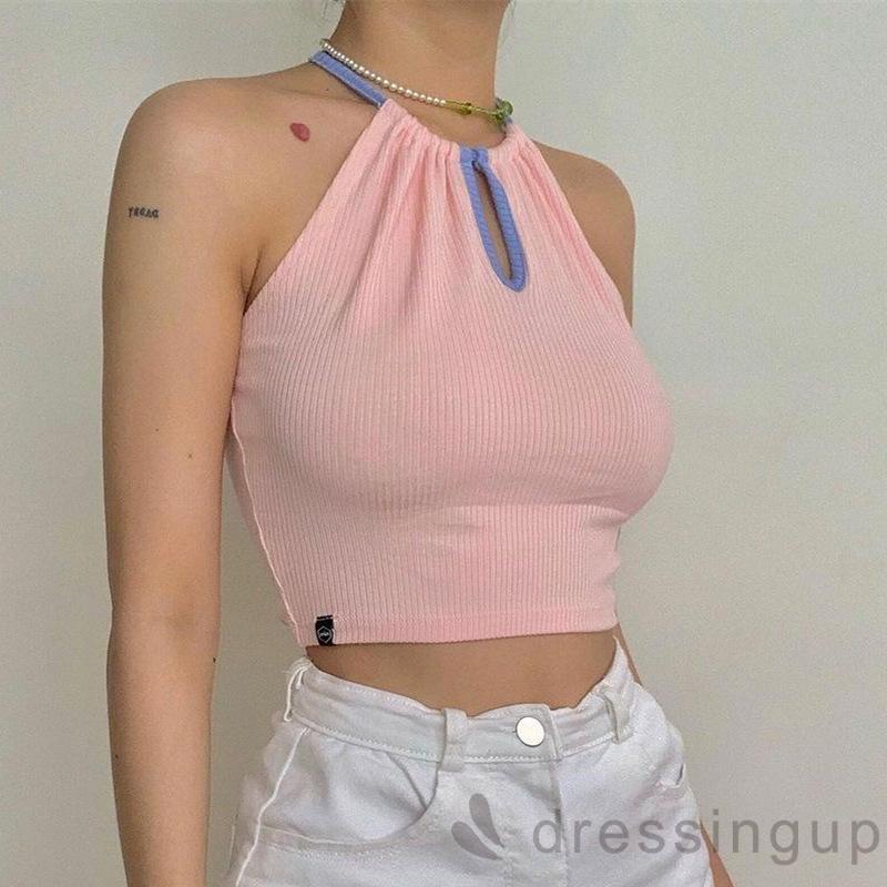 Áo lửng hở rốn kiểu dây thắt sau cổ thời trang mùa hè quyến rũ dành cho nữ | BigBuy360 - bigbuy360.vn