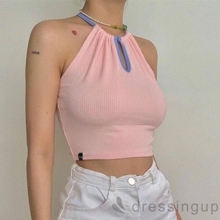Áo lửng hở rốn kiểu dây thắt sau cổ thời trang mùa hè quyến rũ dành cho nữ
