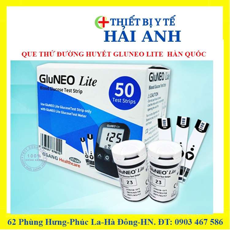 QUE THỬ ĐƯỜNG HUYẾT GLUNEO LITE  HÀN QUỐC [CHÍNH HÃNG]