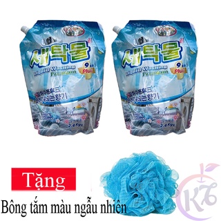 Combo 2 bịch Nước giặt xả Otic Hàn Quốc túi 2.4kg cao cấp 9 in 1 giặt sạch thơm lâu bền vải Tặng 1 bông tắm