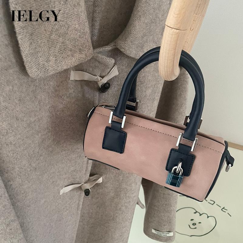 Túi đeo vai IELGY hình trụ mini có khóa thời trang cho nữ