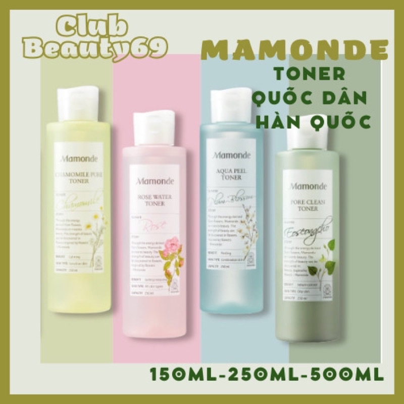 Nước hoa hồng mamonde, toner Mamonde cân bằng da không cồn, cấp ẩm 150ml, 250ml