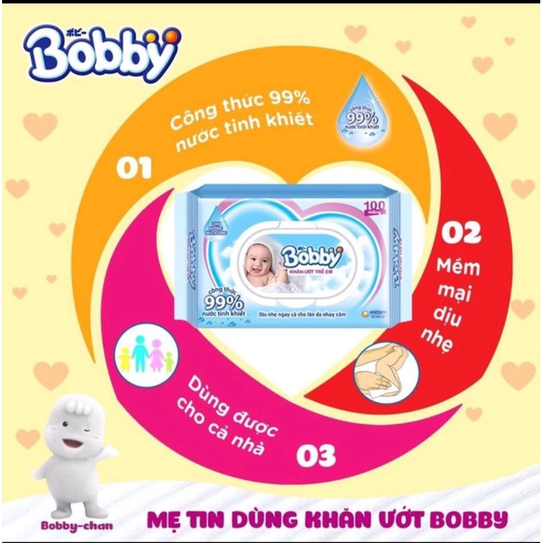 Khăn ướt Bobby 100 tờ