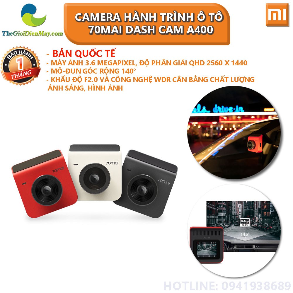 [Bản quốc tế] Camera hành trình ô tô Xiaomi 70mai Dash Cam A400 - Bảo hành 1 tháng - Shop Thế Giới Điện Máy