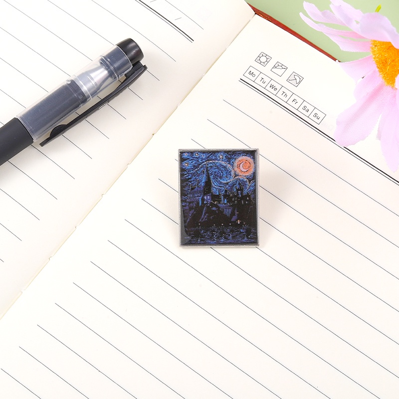 Huy Hiệu Cài Áo Hình Tranh Sơn Dầu Phong Cách Harry Potter