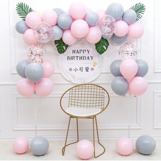 [Hcm - Giá Rẻ có Tặng Bơm, Keo ] Set Bóng Trang Trí Sinh Nhật Tông Hồng Xám Trang Trọng Lấp Lánh Cho Bé Trai Bé Gái