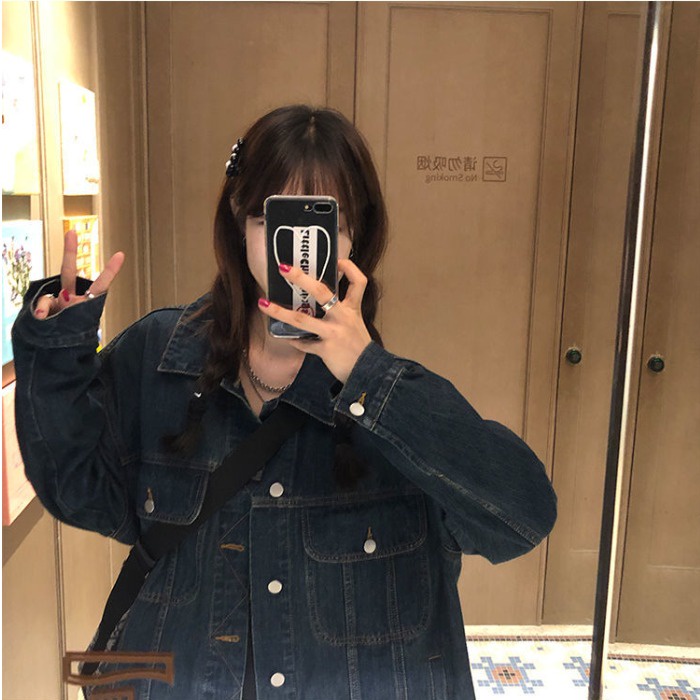 Xiaozhainv Áo Khoác Denim Tay Dài Dáng Rộng Phong Cách Retro Hàn Quốc Dành Cho Nữ | BigBuy360 - bigbuy360.vn