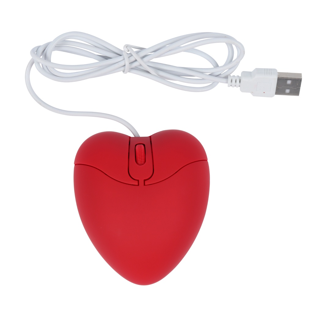 Chuột Quang Có Dây USB 3D Hình Trái Tim Đỏ Hoạt Hình 3 Nút Bấm Dành Cho Laptop / Máy Tính Để Bàn / Notebook