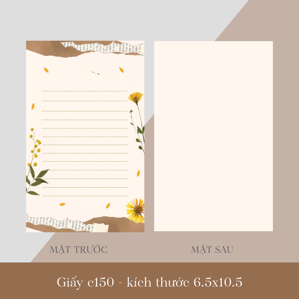 Bộ giấy viết thư kèm bì thư, phong bì vintage kích thước 13x11cm, dùng đựng trang sức, nailbox, thiệp cảm ơn..