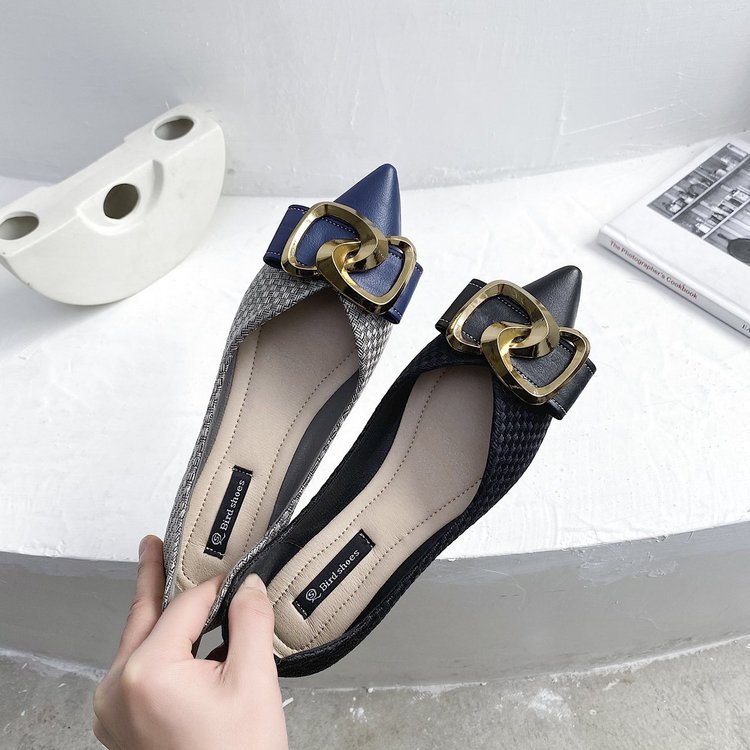 Giày búp bê mũi nhọn gắn nơ thời trang xinh xắn cho nữ