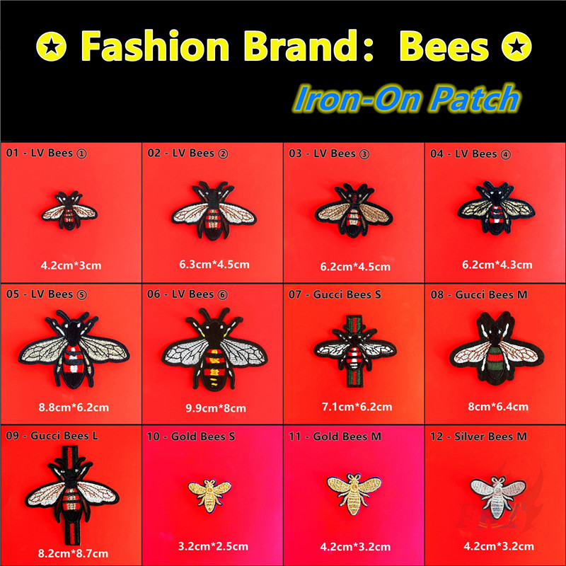 ♚ Thương Hiệu Thời Trang - Sticker Ủi Thêu Hình Con Ong ♚ 1 Sticker Ủi Thêu Hình Huy Hiệu