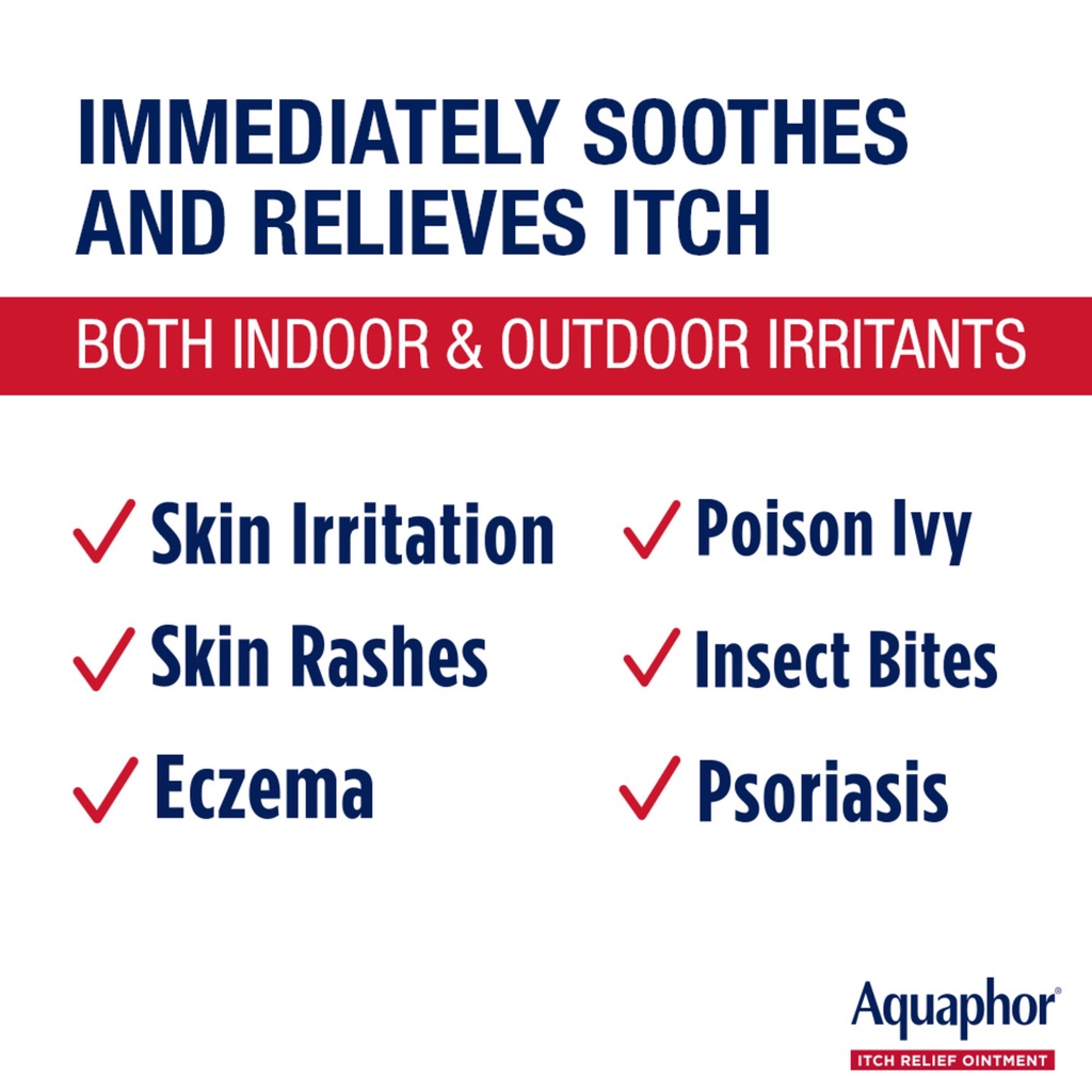 Aquaphor Itch Relief Ointment, 1% Hydroc0rtis0ne - Kem đa năng chống ngứa do chàm, nấm 28g